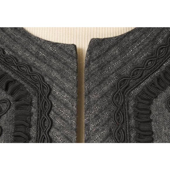 Vintage HOWARD WOLF Gray 100% Wool Black Trimmed Blazer Jacket Size 4 - Picture 4 of 6